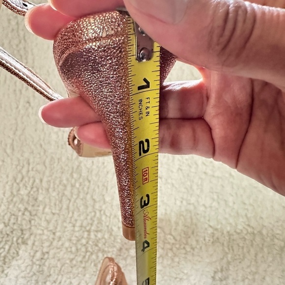 Halston Rhinestone Ankle Strap Sandal - Heels open toe Rosegold Sparkle Party 6 - Picture 4 of 14